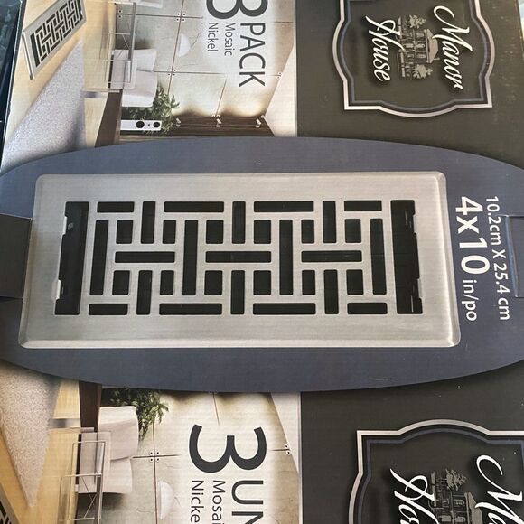 Brushed Nickel Decorator Floor Register Covers 3 Pack Y - Picture 6 of 6